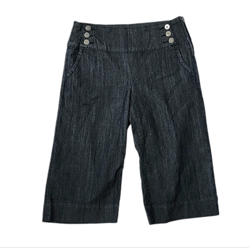Baccini Women's Size 6P Black Denim Capri Bermuda Pants